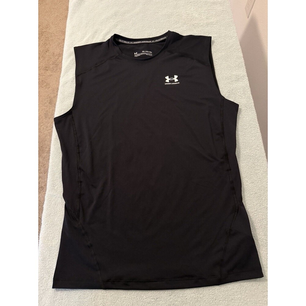 Under Armour HeatGear Sleeveless Compression Shirt Mens 2XL Black Athletic Tank